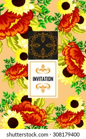 Invitation with floral background
