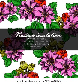 Invitation with floral background