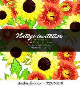 Invitation with floral background