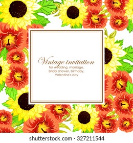 Invitation with floral background