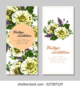 Invitation with floral background