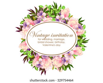 Invitation with floral background
