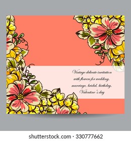 Invitation with floral background