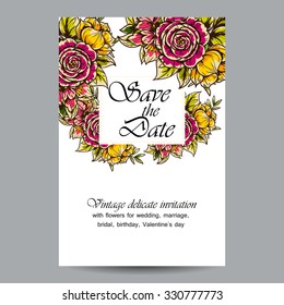 Invitation with floral background
