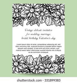 Invitation with floral background