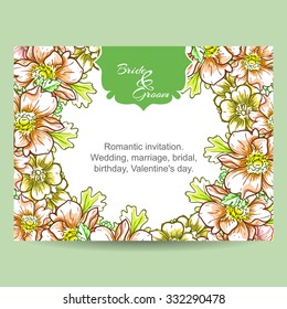 Invitation with floral background