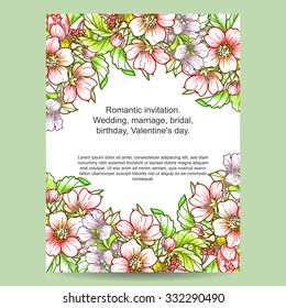 Invitation with floral background