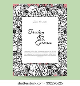Invitation with floral background