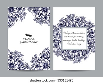 Invitation with floral background