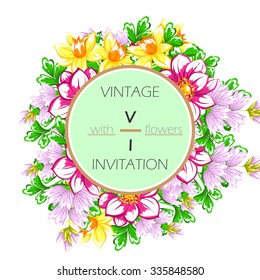 Invitation with floral background