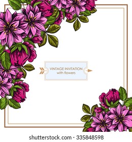 Invitation with floral background