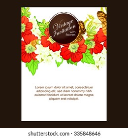 Invitation with floral background
