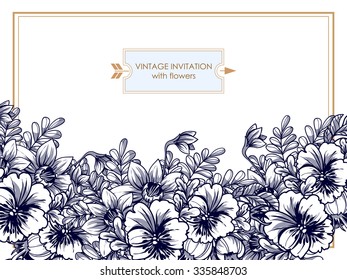 Invitation with floral background