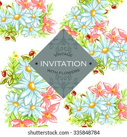 Invitation with floral background