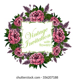 Invitation with floral background