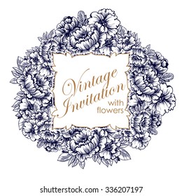 Invitation with floral background
