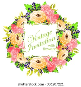 Invitation with floral background