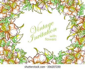 Invitation with floral background