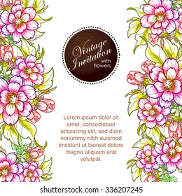 Invitation with floral background