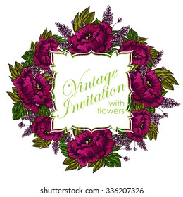 Invitation with floral background