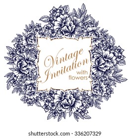 Invitation with floral background