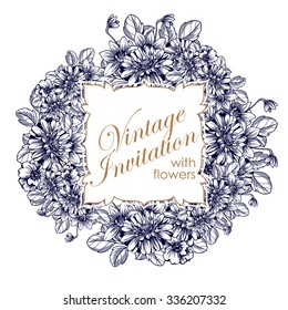 Invitation with floral background
