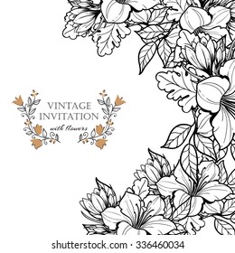 Invitation with floral background