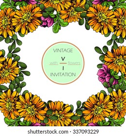 Invitation with floral background