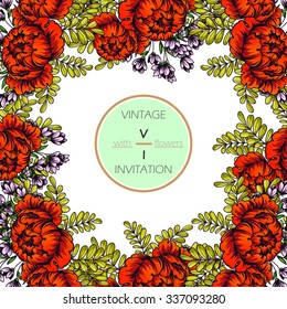 Invitation with floral background