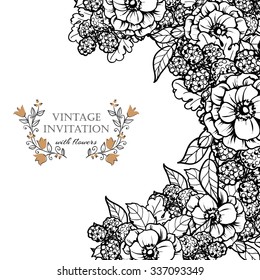 Invitation with floral background