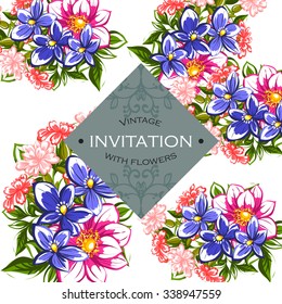 Invitation with floral background