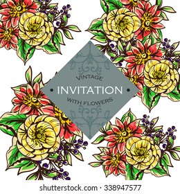 Invitation with floral background