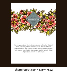Invitation with floral background