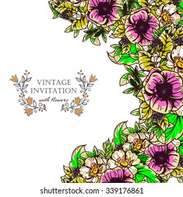 Invitation with floral background