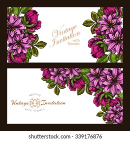 Invitation with floral background