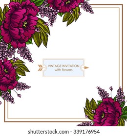 Invitation with floral background