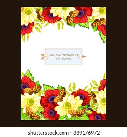 Invitation with floral background