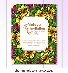 Invitation with floral background