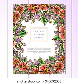 Invitation with floral background