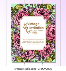 Invitation with floral background