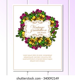 Invitation with floral background