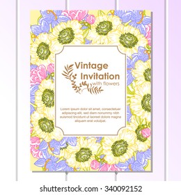 Invitation with floral background