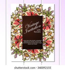 Invitation with floral background