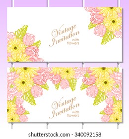 Invitation with floral background