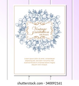 Invitation with floral background