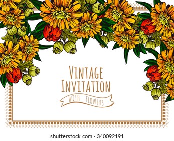 Invitation with floral background