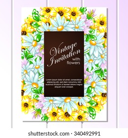 Invitation with floral background