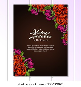 Invitation with floral background