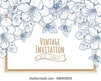 Invitation with floral background