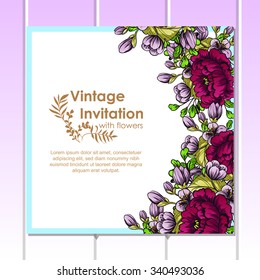 Invitation with floral background